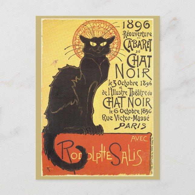 Postal Chat Noir Steinlen Belle Epoque Vintage Art (Anverso)