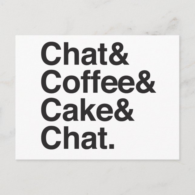 Postal chat y café y tarta (Anverso)