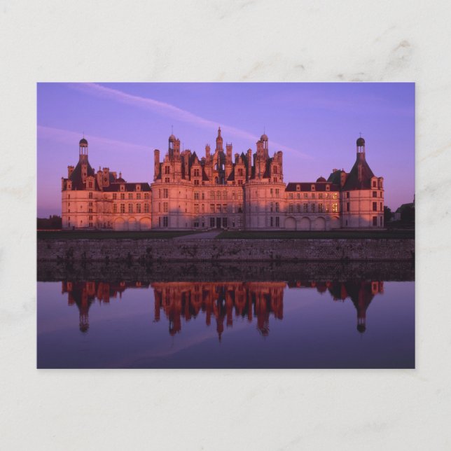 Postal Chateau Chambord al atardecer, Valle del Loira, Fr (Anverso)