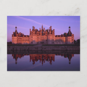 Postal Chateau Chambord al atardecer, Valle del Loira, Fr