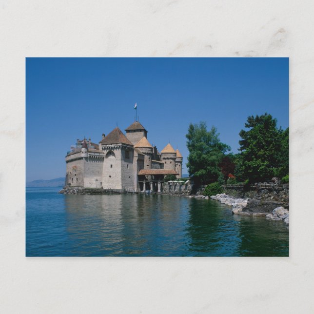 Postal Chateau Chillon, Lago Ginebra, Cantón Vaud, (Anverso)