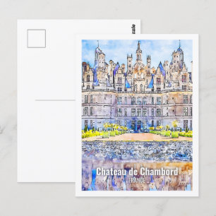 Postal Chateau de Chambord Francia Trato acuático