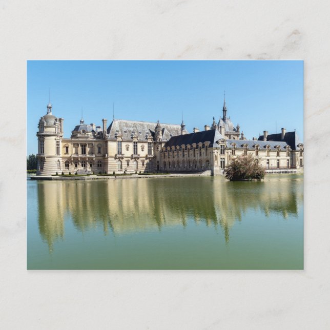 Postal Chateau de Chantilly con reflexión en el lago (Anverso)
