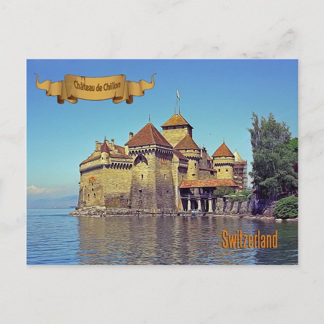 Postal Chateau de Chillon, Suiza (Anverso)