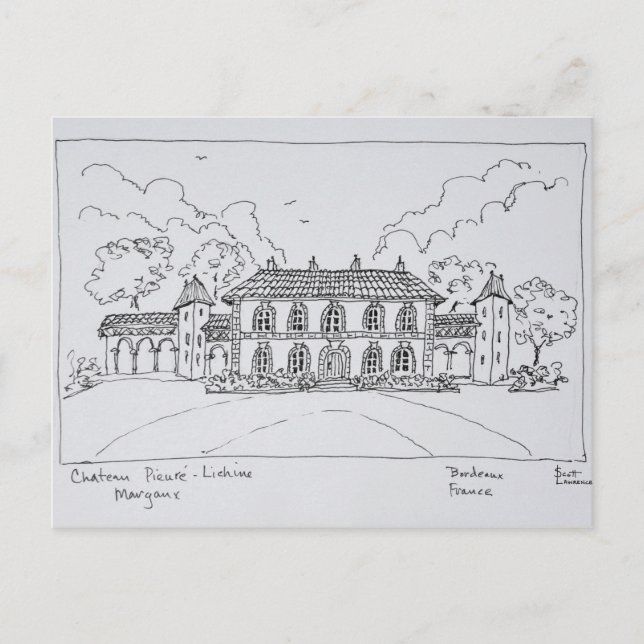 Postal Chateau Prieure-Lichine, Margaux, Burdeos (Anverso)