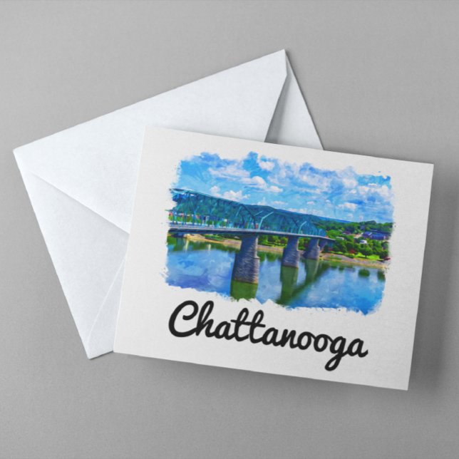 Postal Chattanooga Tennessee Watercolor (Chattanooga Travel Postcard)