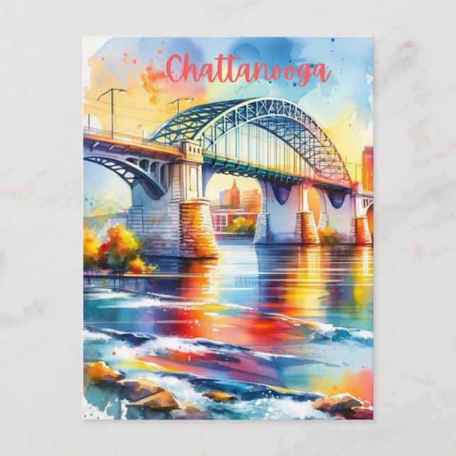 Postal Chattanooga Walnut Street Bridge Watercolor (Anverso)