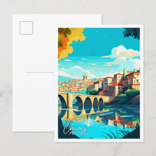 Postal Chaves Portugal ilustracion de viaje vintage