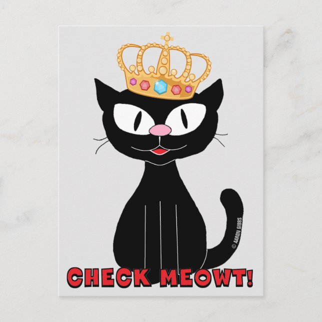 Postal CHECK MEOWT Cute Funny Personalizado Gato (Anverso)
