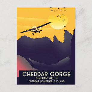 Postal Cheddar Gorge vintage travel poster.