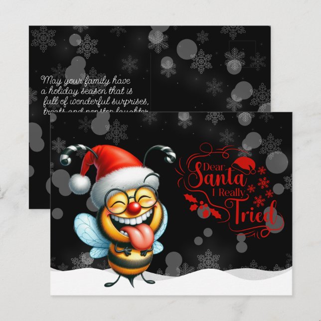 Postal Cheeky Bee Dear Santa I Really  Tried (Anverso / Reverso)