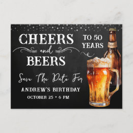 Postal Cheers to Beers Save the Date Birthday  Postcard