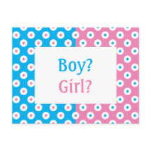 Cheery Polka-Dotted Gender Reveal Invita Postcard