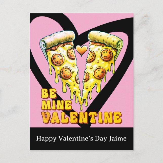 Postal Cheese Pizza Be My Valentines Day Postcard (Anverso)
