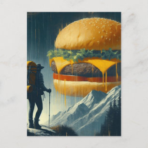 Postal Cheeseburger gigante surrealista de excursión sobr
