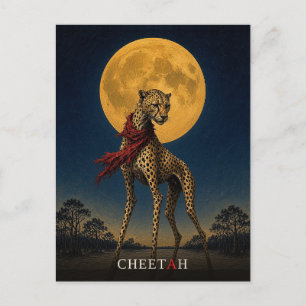 Postal Cheetah Bufanda Roja gótico Surrealista