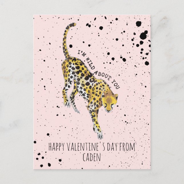 Postal Cheetah Wild Acerca De Tu Aula Valentine (Anverso)