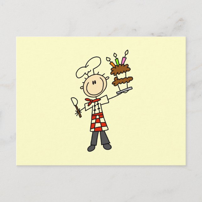 Postal Chef Con Tarta De Cumpleaños (Anverso)