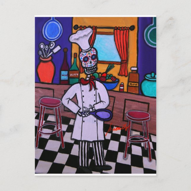 Postal Chef de Dia de los Muertos (Anverso)