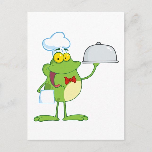 Postal Chef De La Mascota De La Rana Que Sirve Comida En  (Anverso)