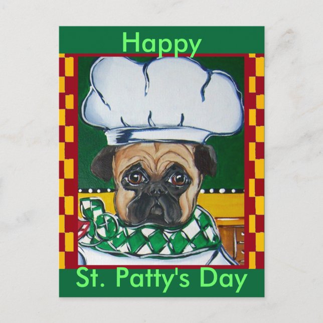 Postal Chef Irlandés Pug (Anverso)