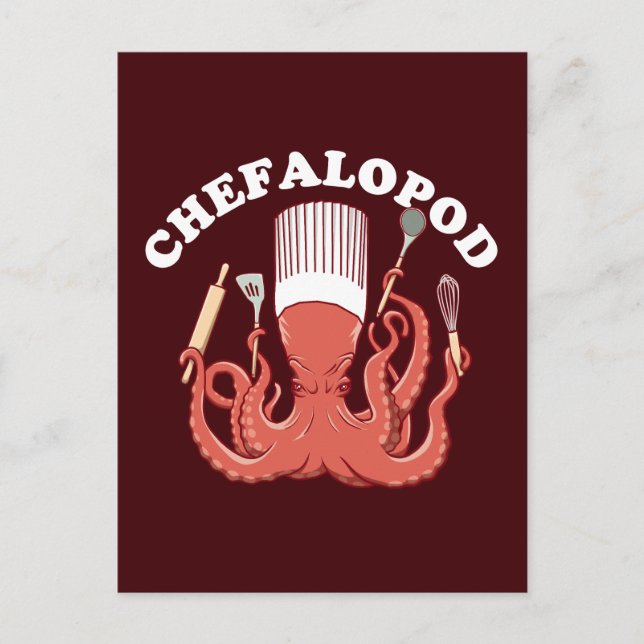 Postal Chefalopodo | Octopus Chef Funny Pun (Anverso)