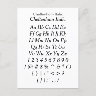 Postal Cheltenham Italic - Hoja de ejemplo de fuentes de
