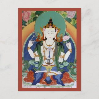 Postal Chenrezig Bodhisattva de la Compasión Deidad Tibet