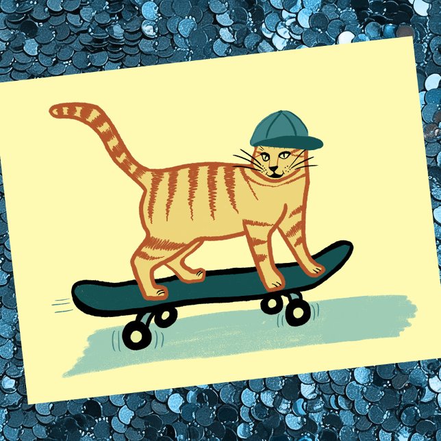 Postal ¡Chequea a Meowt! Skateboarding Tabby Cat PERSONAL (Check Meowt! Skateboarding Tabby Cat CUSTOMIZE IT Postcard
)