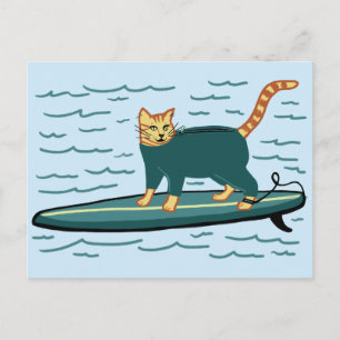 Postal ¡Chequea a Meowt! Surfer Tabby Cat PERSONALIZAR IT