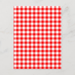 Postal Cheques de Gingham rojo y blanco