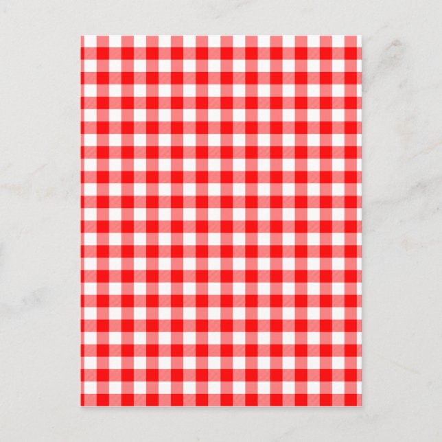 Postal Cheques de Gingham rojo y blanco (Anverso)