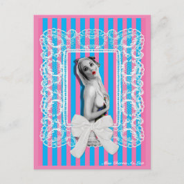 Postal Cherrie Au Lait Sweetshop Cute Retro Pin Up Chica