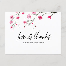 Postal Cherry Blossom amor y gracias Boda Gracias