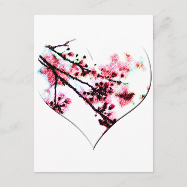 Postal Cherry Blossom Heart (Anverso)