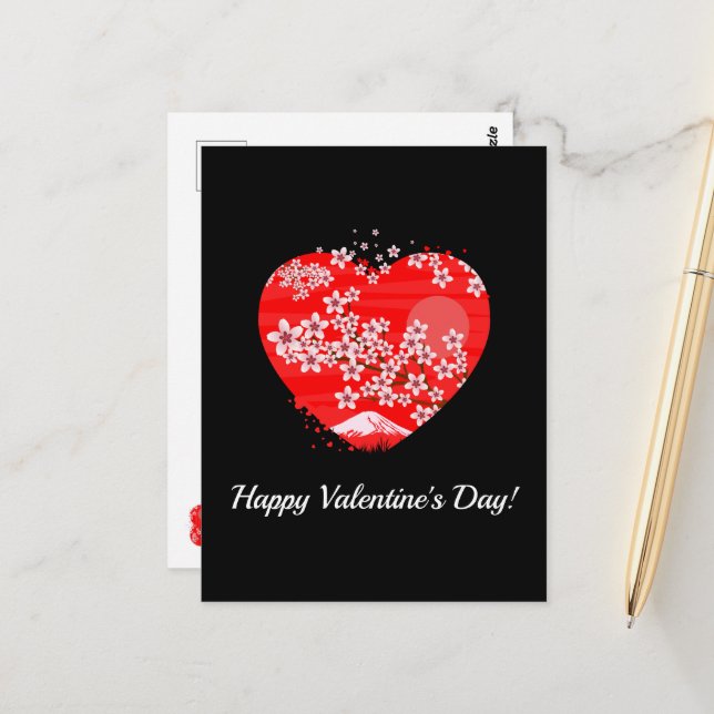 Postal Cherry Blossom Heart (Anverso/Reverso In Situ)