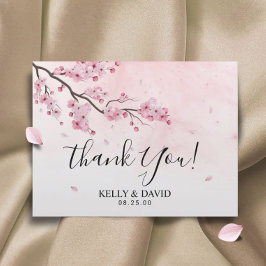 Postal Cherry Blossom Pink Floral Boda Gracias