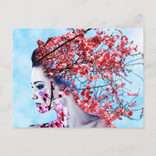 Postal Cherry Blossom Woman