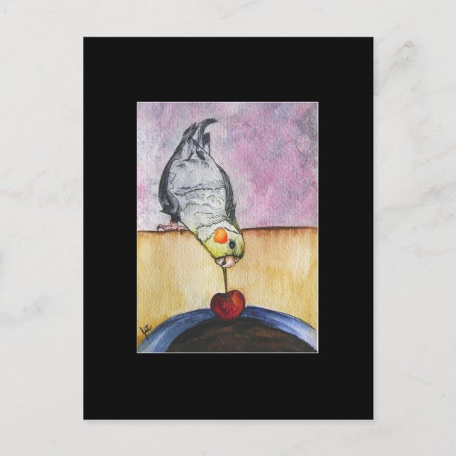 Postal Cherry Dip (cockatiel) ACEO Art Trading Card (Anverso)