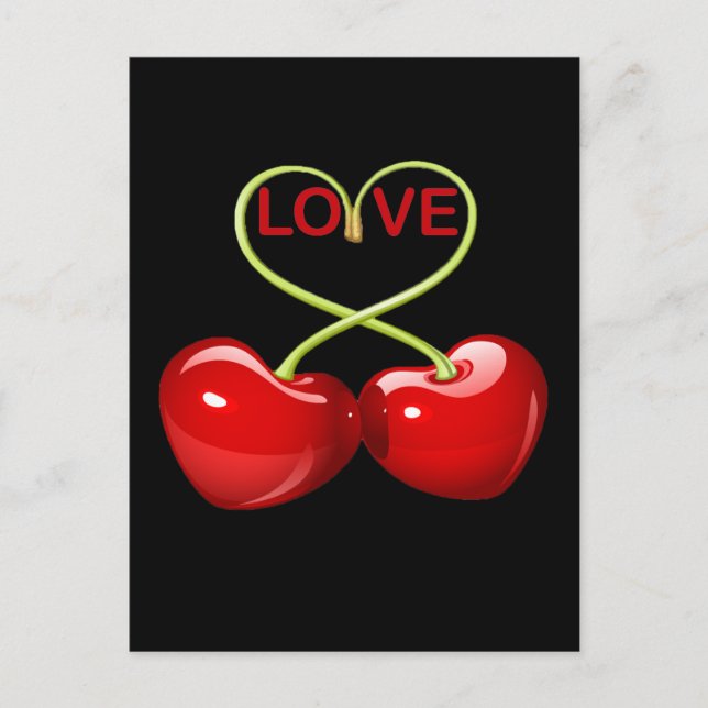 POSTAL CHERRY LOVE HEARTS (Anverso)
