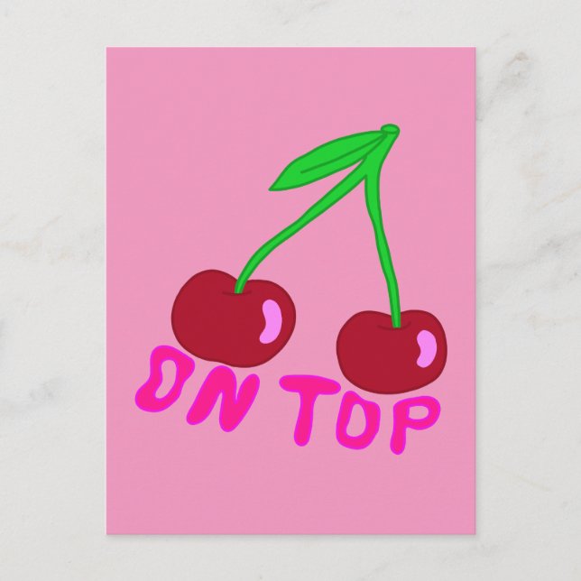 Postal Cherry On Top, Vibrante Diseño Colorido (Anverso)