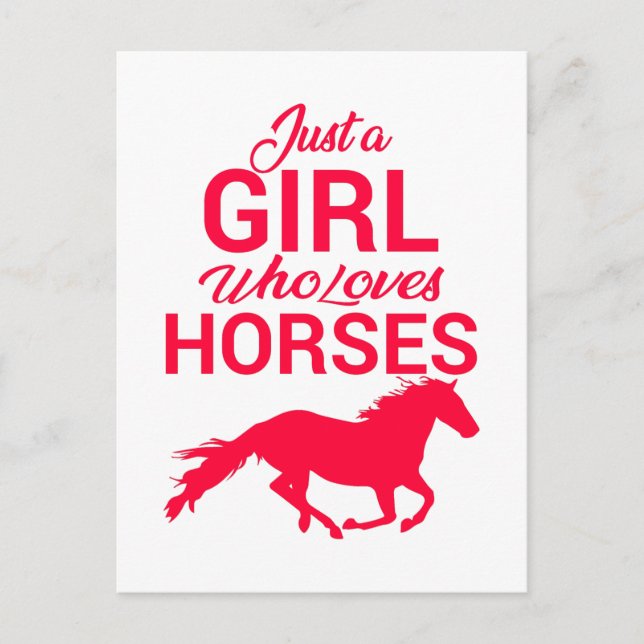 Postal Cherry Red Sólo Un Chica Que Ama Los Caballos (Anverso)