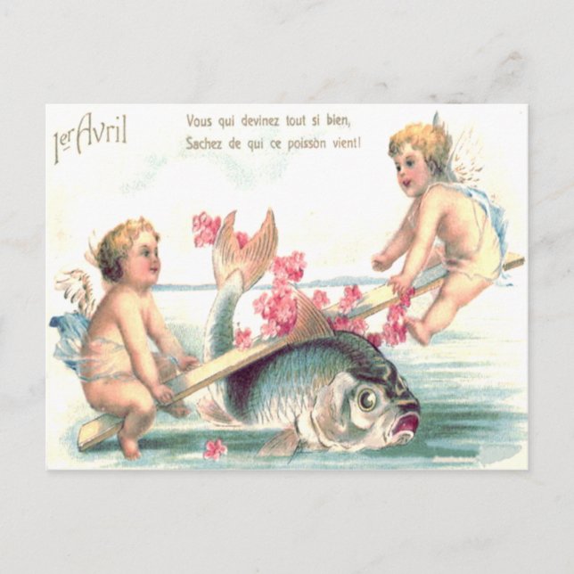 Postal Cherub Angel See-Saw Fish (Anverso)