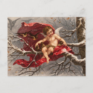 Postal CHERUB AVIADA EN ÁRBOL DE INVIERNO CON Navidades D