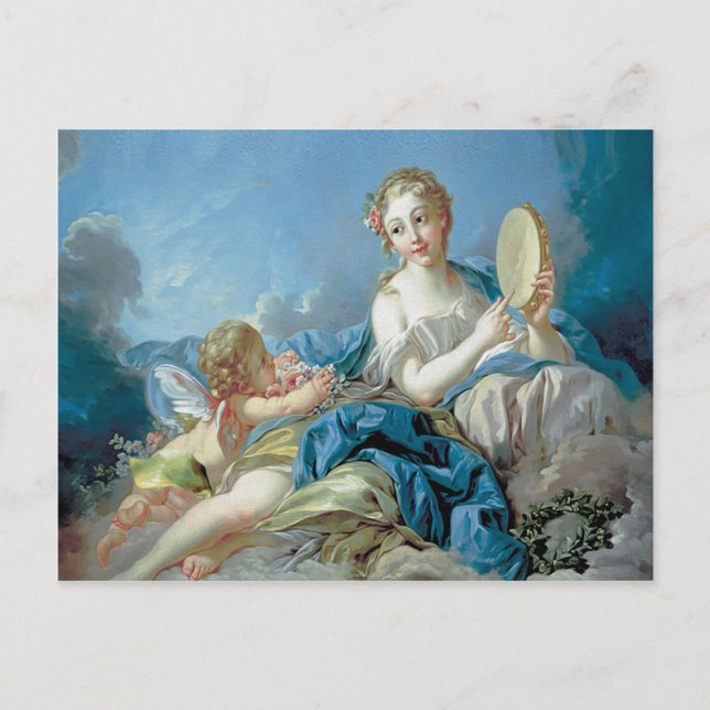 Postal Cherub con flores (Anverso)