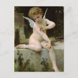 Postal Cherub Con Una Mariposa
