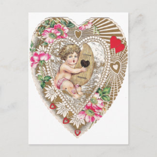 Postal Cherub Jugando Ilustracion Harp