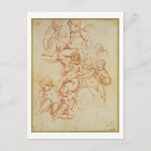 Postal Cherubs, principios del siglo XVII (tiza roja sobr