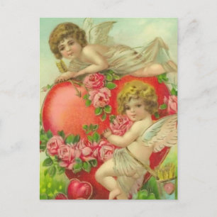 Postal Cherubs y corazones dulces