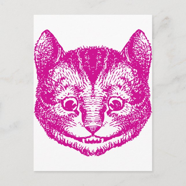 Postal Cheshire Cat Tinta Rosa (Anverso)